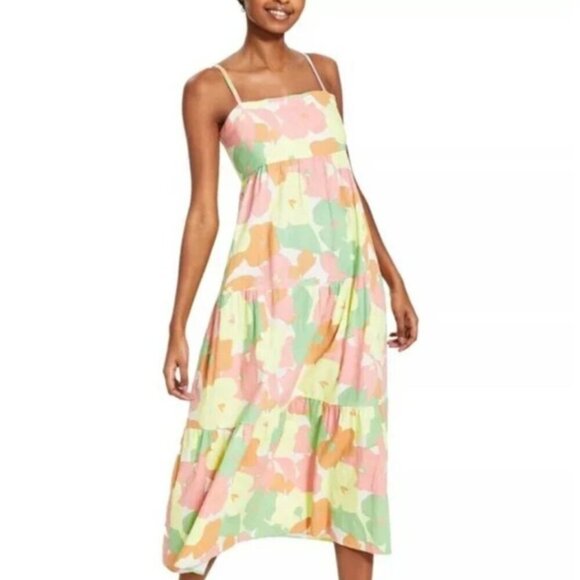 Sanctuary Babydoll Maxi Dress L Tiered Empire Waist Resort Cruise Wedding Shower - Picture 3 of 11